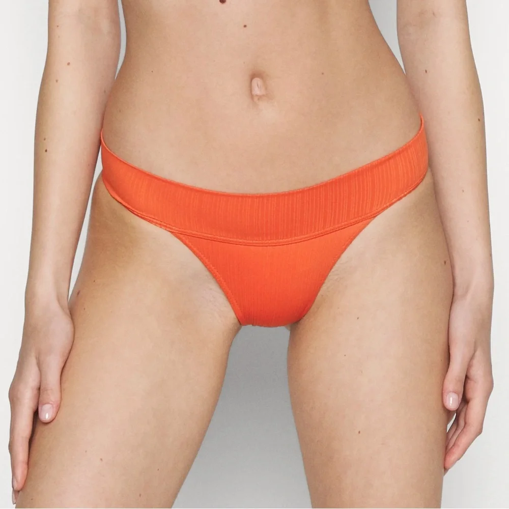 Frankie’s Bikinis Set Cleo Plisse Top Nick Plisse Cheeky Bottom Marigold Orange
